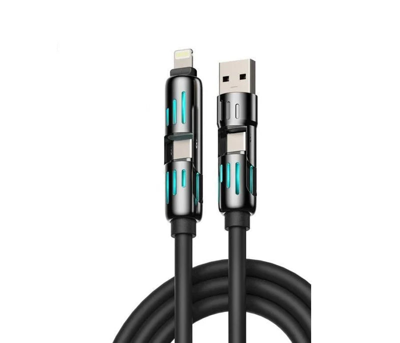 4-in-1 Multi USB Charging Cable – Universal Fast Charging for Lightning & Micro USB