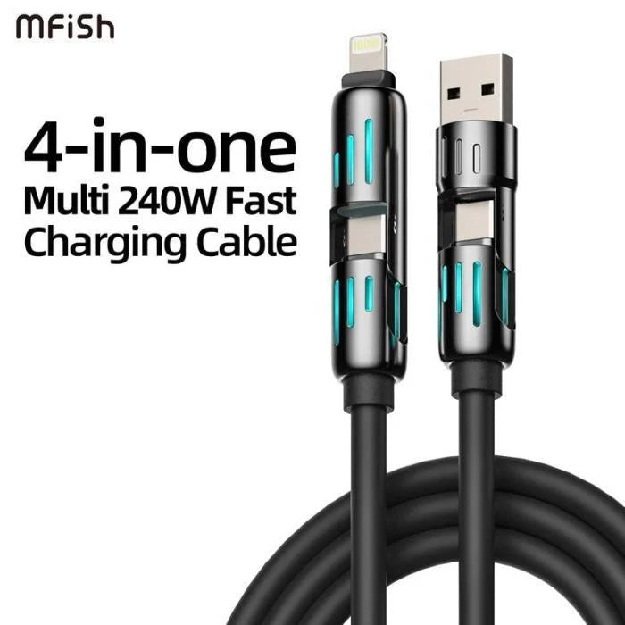 4-in-1 Multi USB Charging Cable – Universal Fast Charging for Lightning & Micro USB