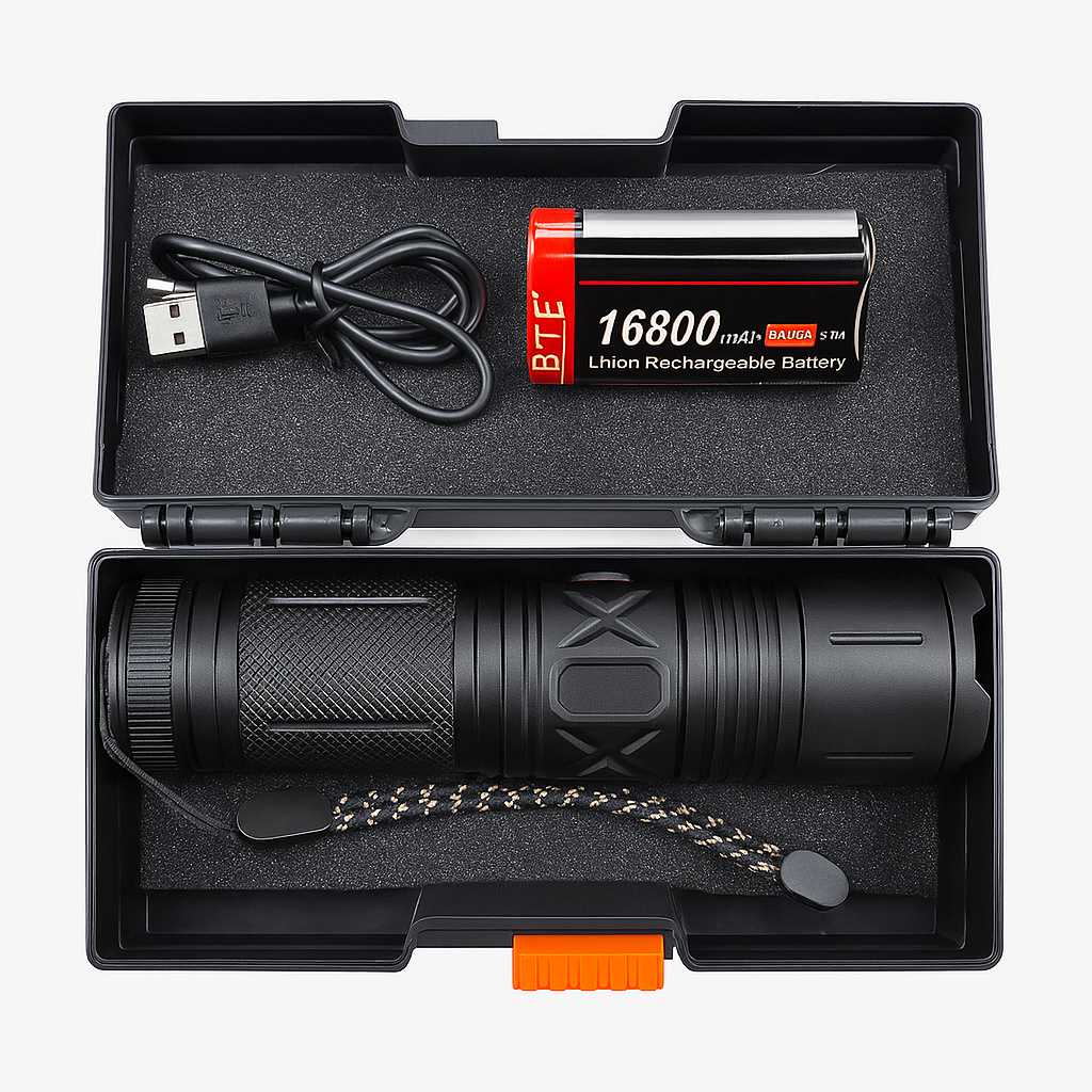 Tactical LED Flashlight – 16800mAh Rechargeable, 800M Beam, IPX6 Waterproof